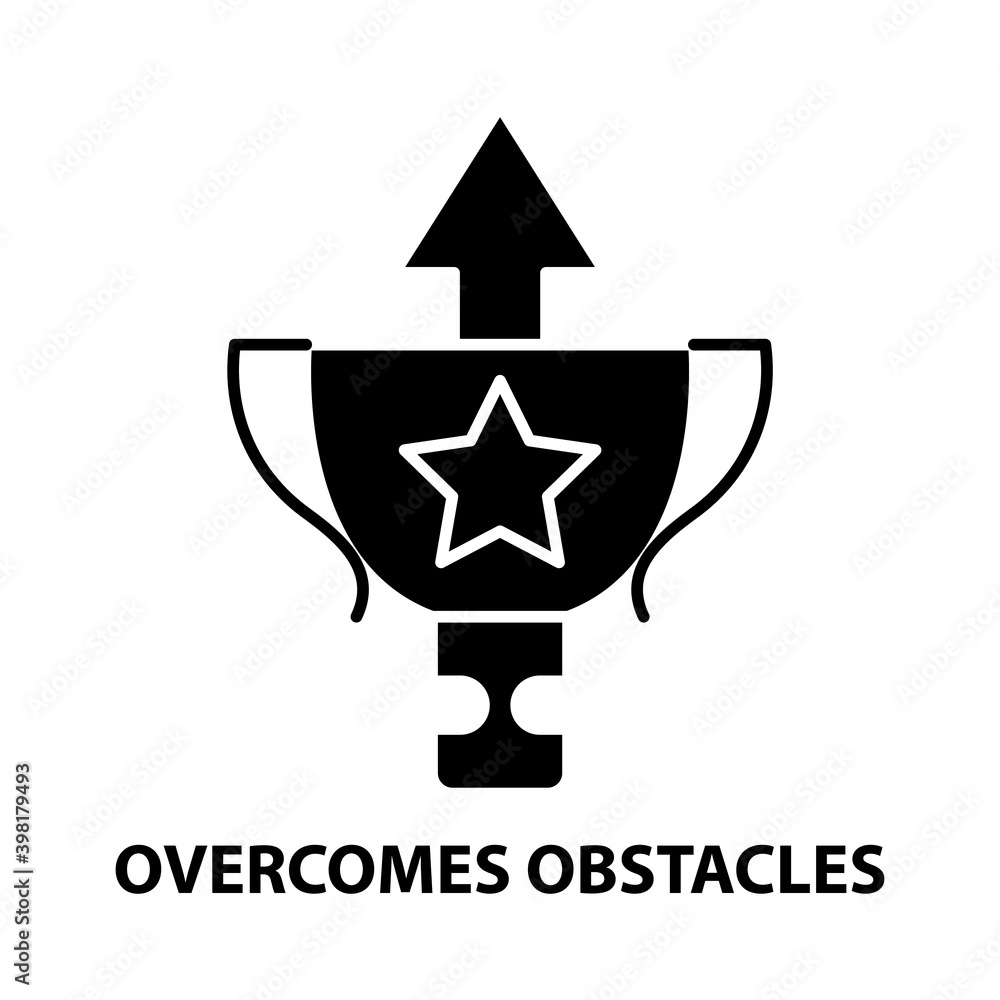 overcomes obstacles icon, black vector sign with editable strokes, concept illustration overcomes obstacles icon, black vector sign with editable strokes, concept illustration