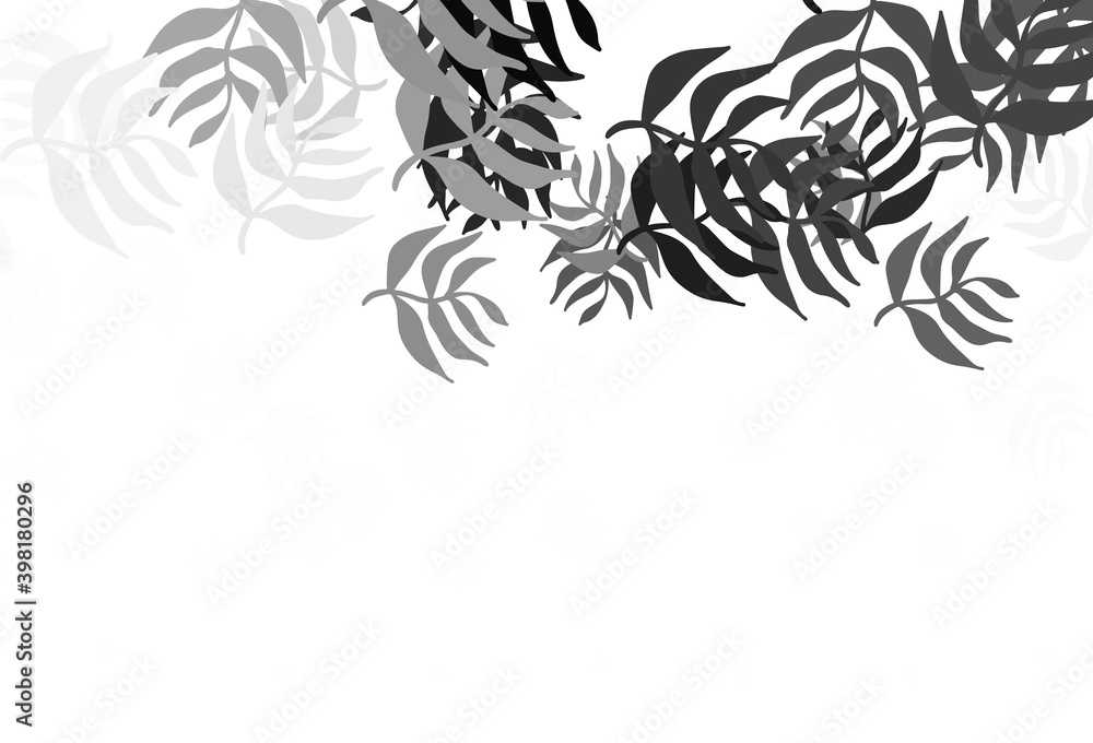 Light Gray vector doodle backdrop with leaves.