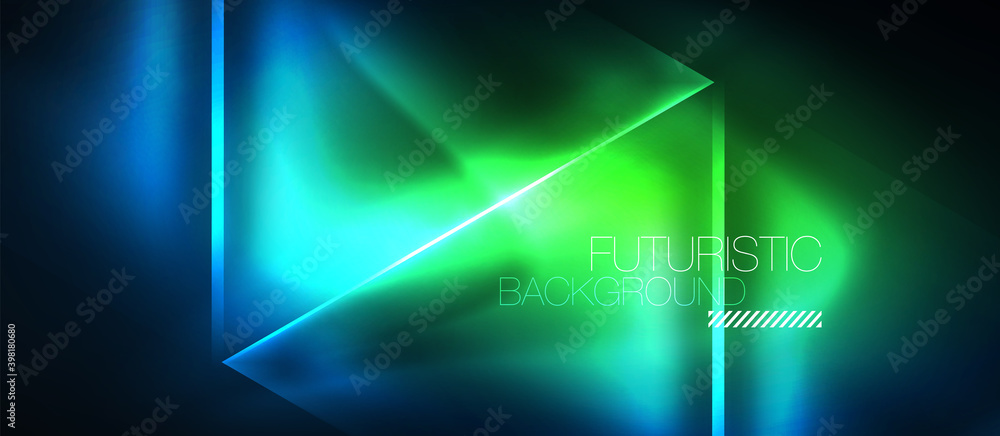 Neon geometric abstract background. Triangles with color glowing light effects in the dark. Vector illustration for covers, banners, flyers and posters and other Neon geometric abstract background. Triangles with color glowing light effects in the dark. Vector illustration for covers, banners, flyers and posters and other