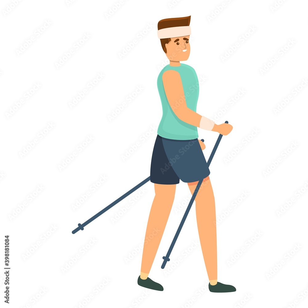 Sport nordic walking icon. Cartoon of sport nordic walking vector icon for web design isolated on white background Sport nordic walking icon. Cartoon of sport nordic walking vector icon for web design isolated on white background