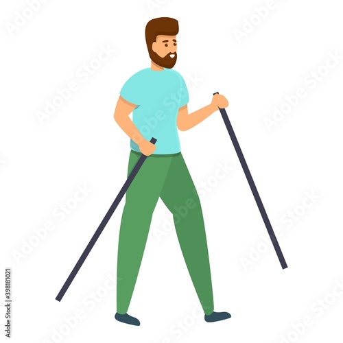 Adult nordic walking icon. Cartoon of adult nordic walking vector icon for web design isolated on white background