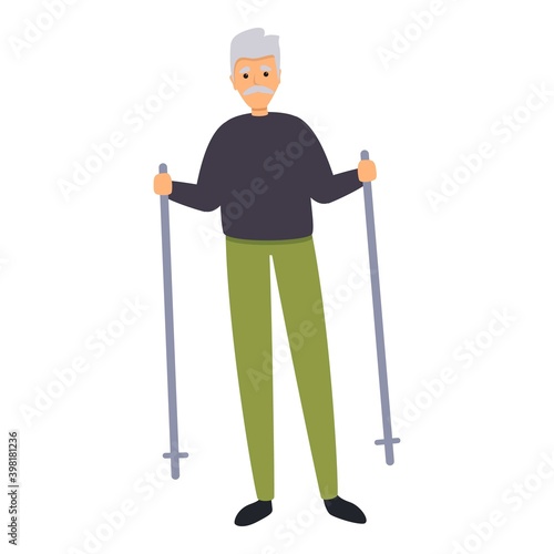 Senior man nordic walking icon. Cartoon of senior man nordic walking vector icon for web design isolated on white background