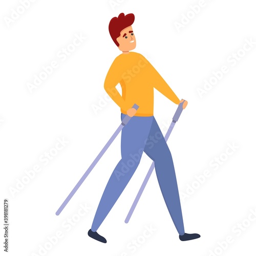 Sticks nordic walking icon. Cartoon of sticks nordic walking vector icon for web design isolated on white background