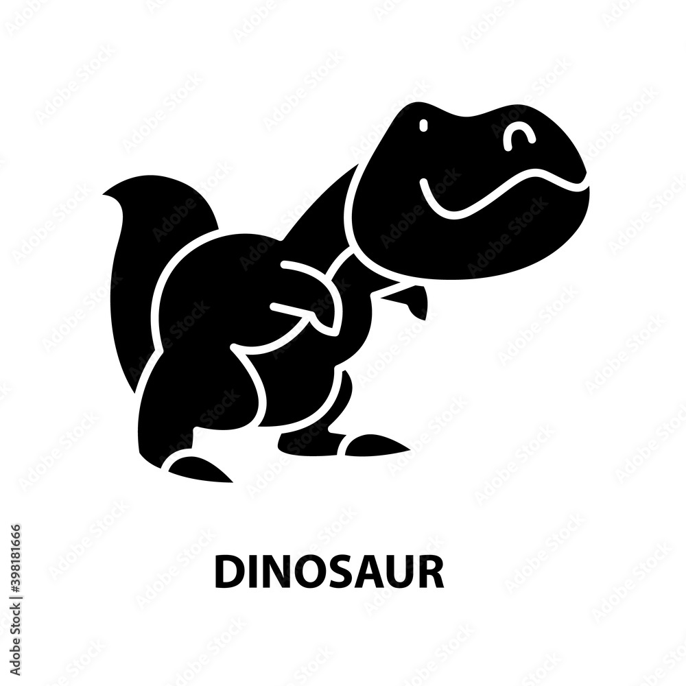 dinosaur icon, black vector sign with editable strokes, concept illustration