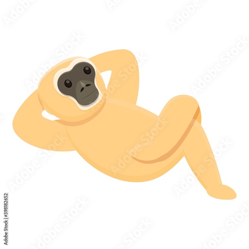 Gibbon resting icon. Cartoon of gibbon resting vector icon for web design isolated on white background