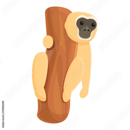 Gibbon catch tree icon. Cartoon of gibbon catch tree vector icon for web design isolated on white background