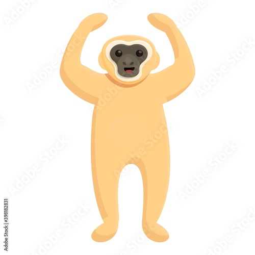 Gibbon happy icon. Cartoon of gibbon happy vector icon for web design isolated on white background