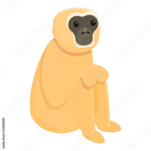 Gibbon sad icon. Cartoon of gibbon sad vector icon for web design isolated on white background
