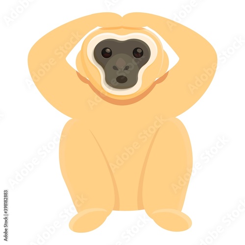 Shocked gibbon icon. Cartoon of shocked gibbon vector icon for web design isolated on white background