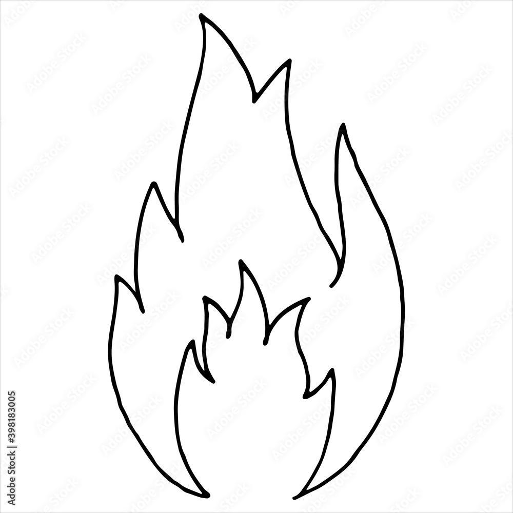 fire, fire safety, doodle style vector element, black outline, coloring book fire, fire safety, doodle style vector element, black outline, coloring book