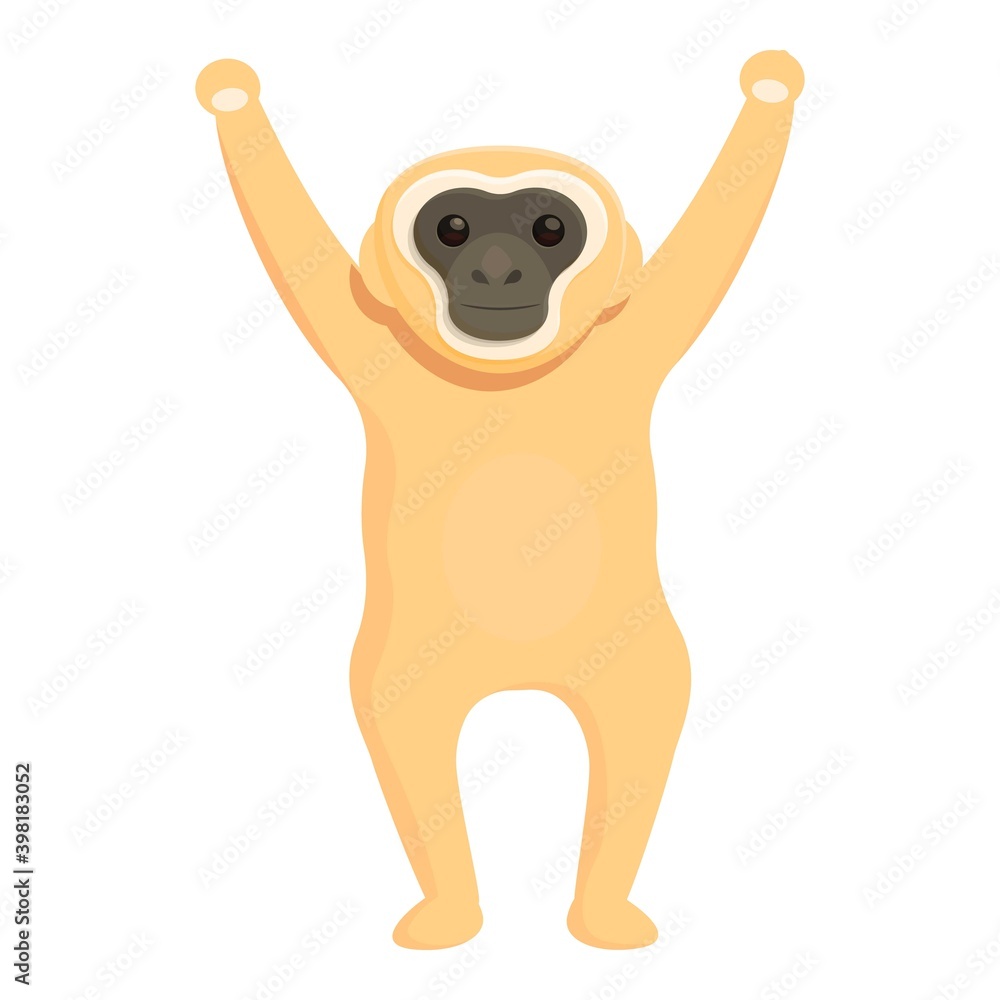 Obraz premium Gibbon winner icon. Cartoon of gibbon winner vector icon for web design isolated on white background