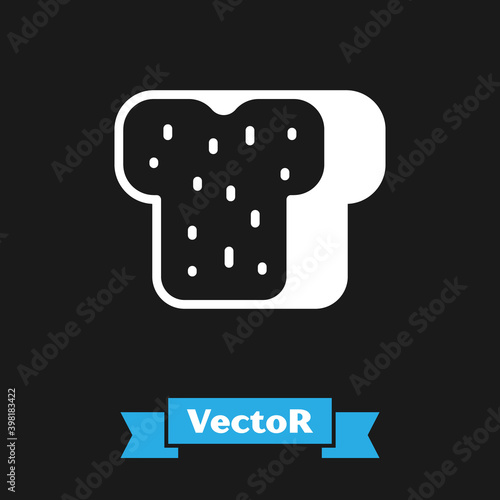 White Bread toast for sandwich piece of roasted crouton icon isolated on black background. Lunch, dinner, breakfast snack. Vector.