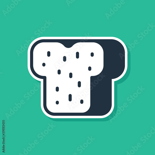 Blue Bread toast for sandwich piece of roasted crouton icon isolated on green background. Lunch, dinner, breakfast snack. Vector.