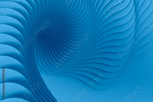 Blue abstract three-dimensional texture of the plurality of circular treads a twisting spiral. 3D illustration photo