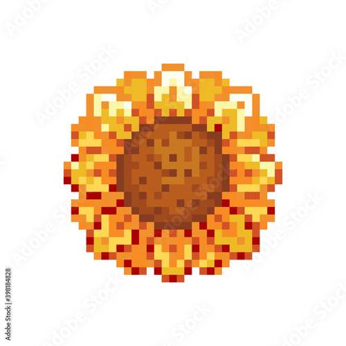 Sunflower beading pattern. Pixel sunflower image. cross stitch pattern vector illustration.
