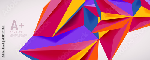 Vector triangle geometric backgrounds. Low poly 3d shape on light backdrop. Vector illustration for covers, banners, flyers and posters and other designs