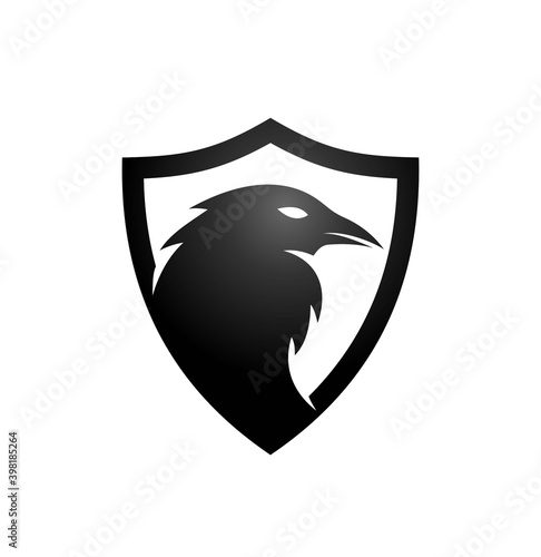 Raven in shield logo design