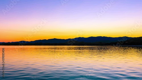 Wallpaper Mural Beautiful lake and mountain natural landscape at sunset.time lapse photography. Torontodigital.ca