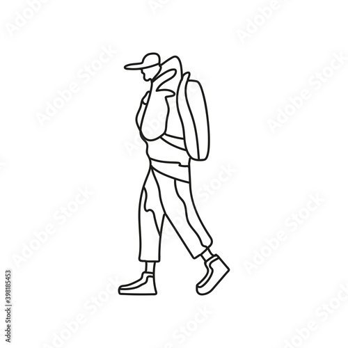 traveler walking one line style icon