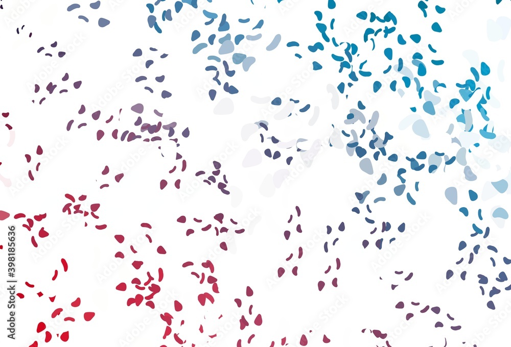 Light blue, red vector pattern with chaotic shapes.