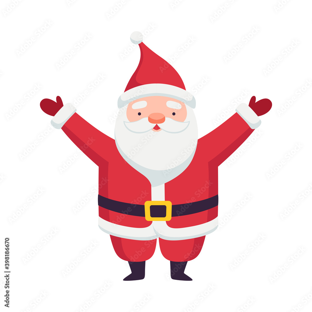 Santa Claus with White Beard as Christmas Character Standing with Raised Hands Vector Illustration Santa Claus with White Beard as Christmas Character Standing with Raised Hands Vector Illustration