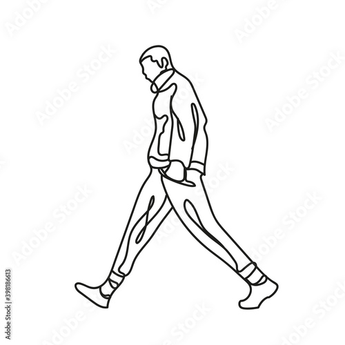 man walking one line style icon