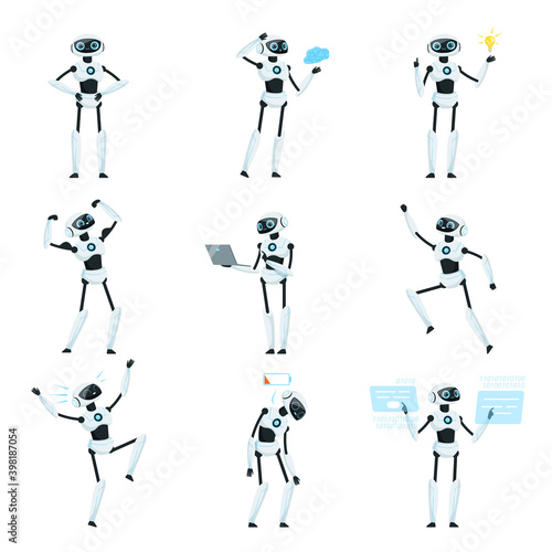 Modern Robot as Programmable Machine Carrying out Series of Actions Vector Set