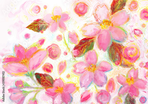Fototapeta Naklejka Na Ścianę i Meble -  桜の花のアクリル画アート