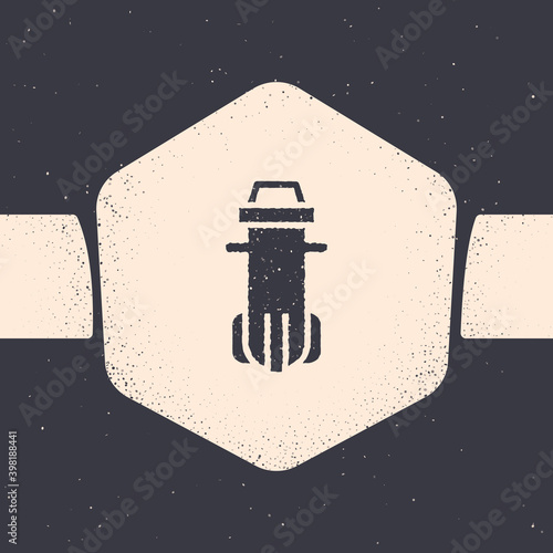Grunge Water filter icon isolated on grey background. System for filtration of water. Reverse osmosis system. Monochrome vintage drawing. Vector.