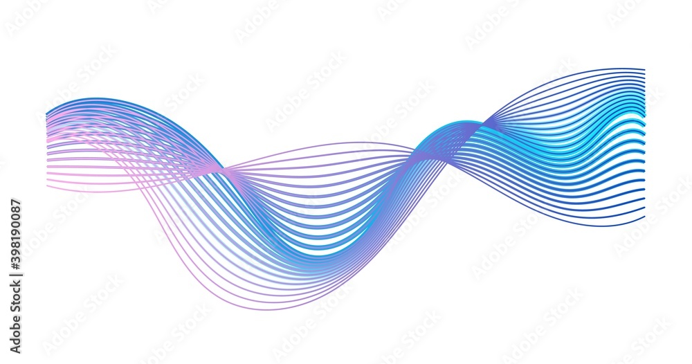 Colorful gradient sound wave isolated on white background. Modern abstract shape expressing musical rhythm, frequency and impulse. Audio equalizer. Music visualization waveform. Vector illustration Colorful gradient sound wave isolated on white background. Modern abstract shape expressing musical rhythm, frequency and impulse. Audio equalizer. Music visualization waveform. Vector illustration