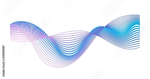 Colorful gradient sound wave isolated on white background. Modern abstract shape expressing musical rhythm, frequency and impulse. Audio equalizer. Music visualization waveform. Vector illustration