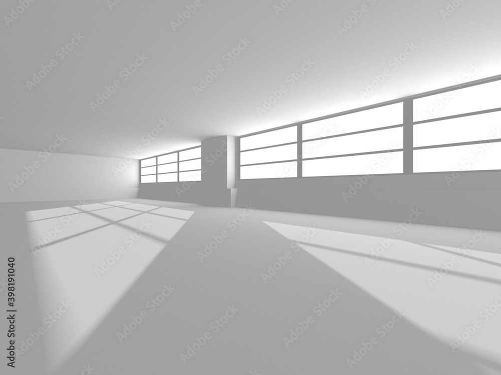 Fototapeta premium Illuminated corridor interior design. Empty Room Interior Background