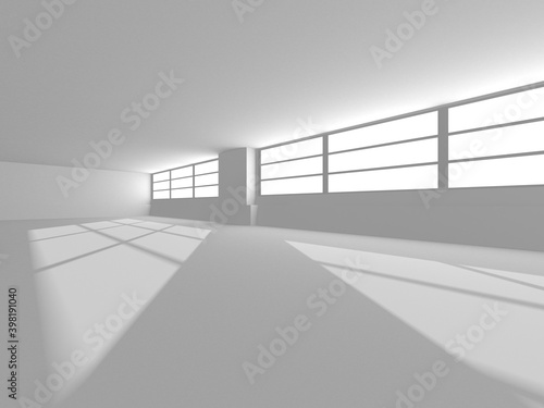 Illuminated corridor interior design. Empty Room Interior Background