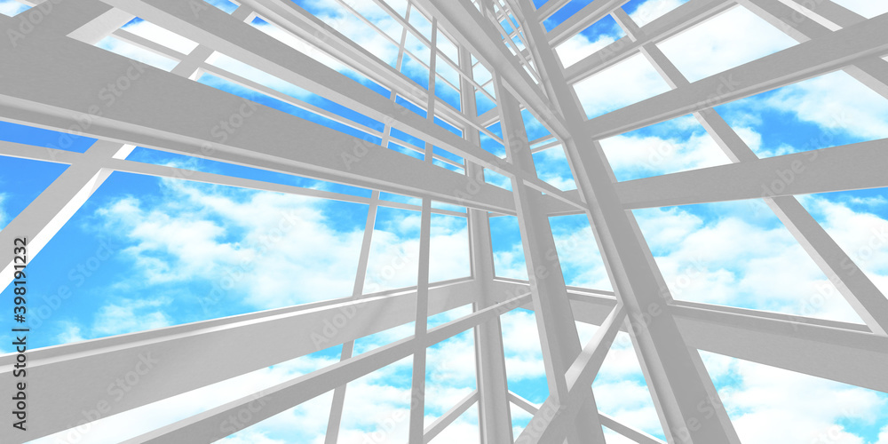 Obraz premium Empty white architecture with sky view