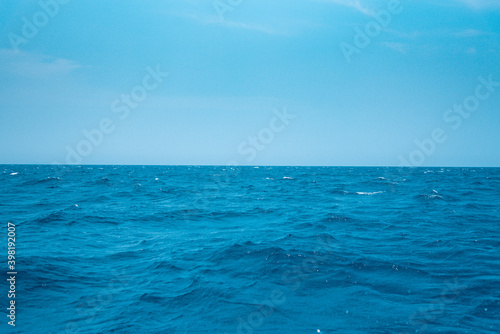 blue sea and blue sky use for background 