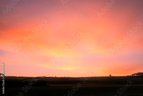 Sunrise over the rural countryside in Wiltshire  UK