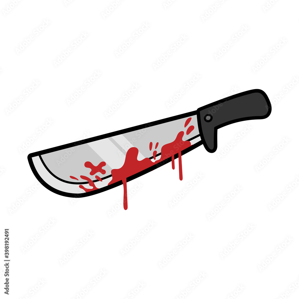 Cartoon Bloody Machete Knife Illustration Stock Vector | Adobe Stock
