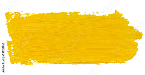 Vector paint brush stroke texture isolated on white - yellow acrylic element for Your design