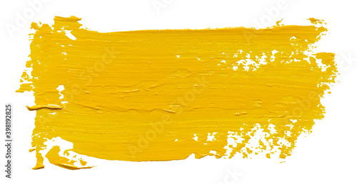 Vector paint brush stroke texture isolated on white - yellow acrylic element for Your design
