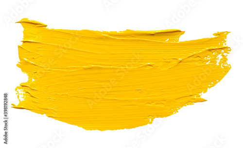Vector paint brush stroke texture isolated on white - yellow acrylic element for Your design