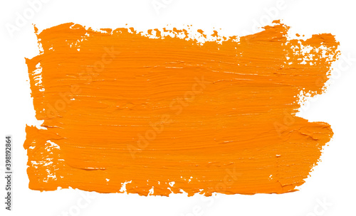 Vector paint brush stroke texture isolated on white - orange acrylic element for Your design