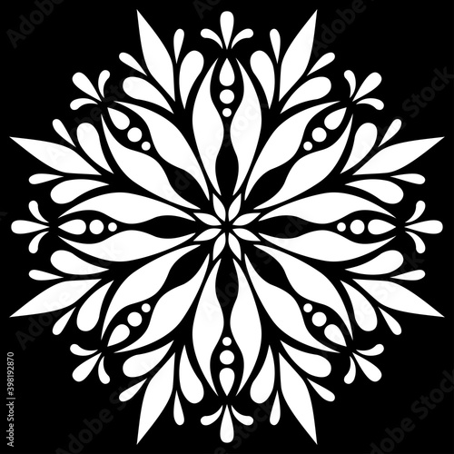 White mandala on black Pattern Stencil Doodles Sketch