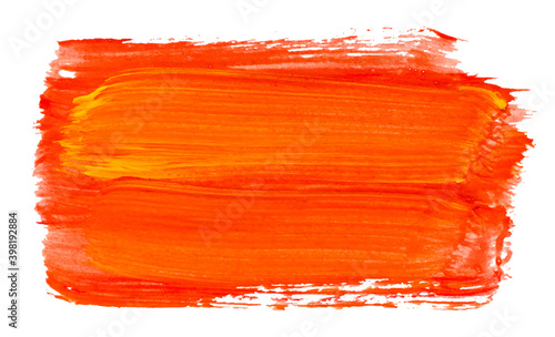 Vector paint brush stroke texture isolated on white - orange acrylic element for Your design