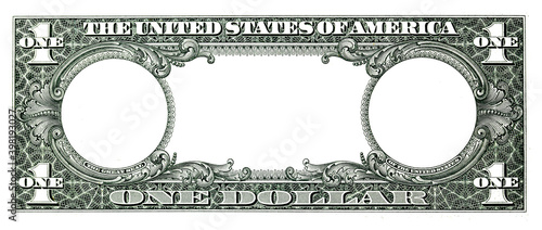 1 US dollar banknote. Frame for design purpose on white background