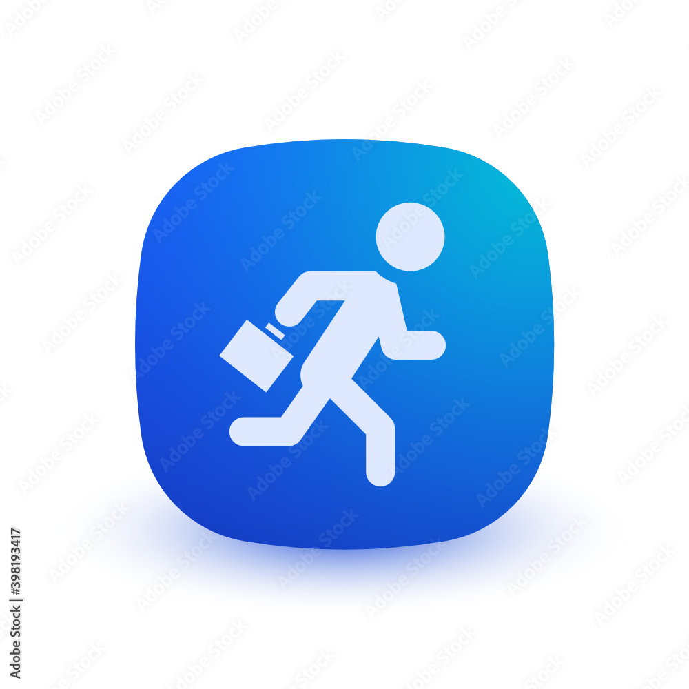 Businessman Running - Button Businessman Running - Button