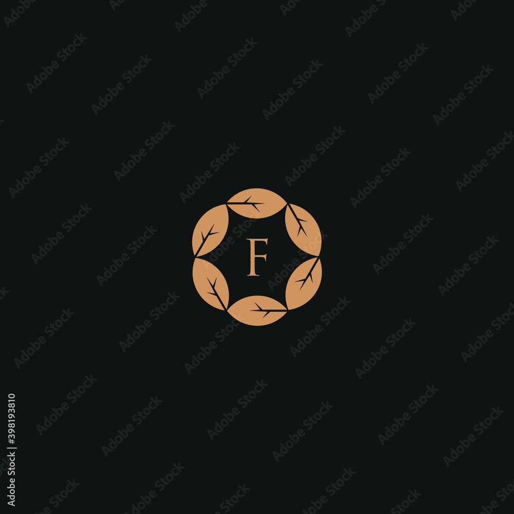 Monogram letter F initials logo. Universal symbol icon vector design. Luxury leaf logotype. Monogram letter F initials logo. Universal symbol icon vector design. Luxury leaf logotype.