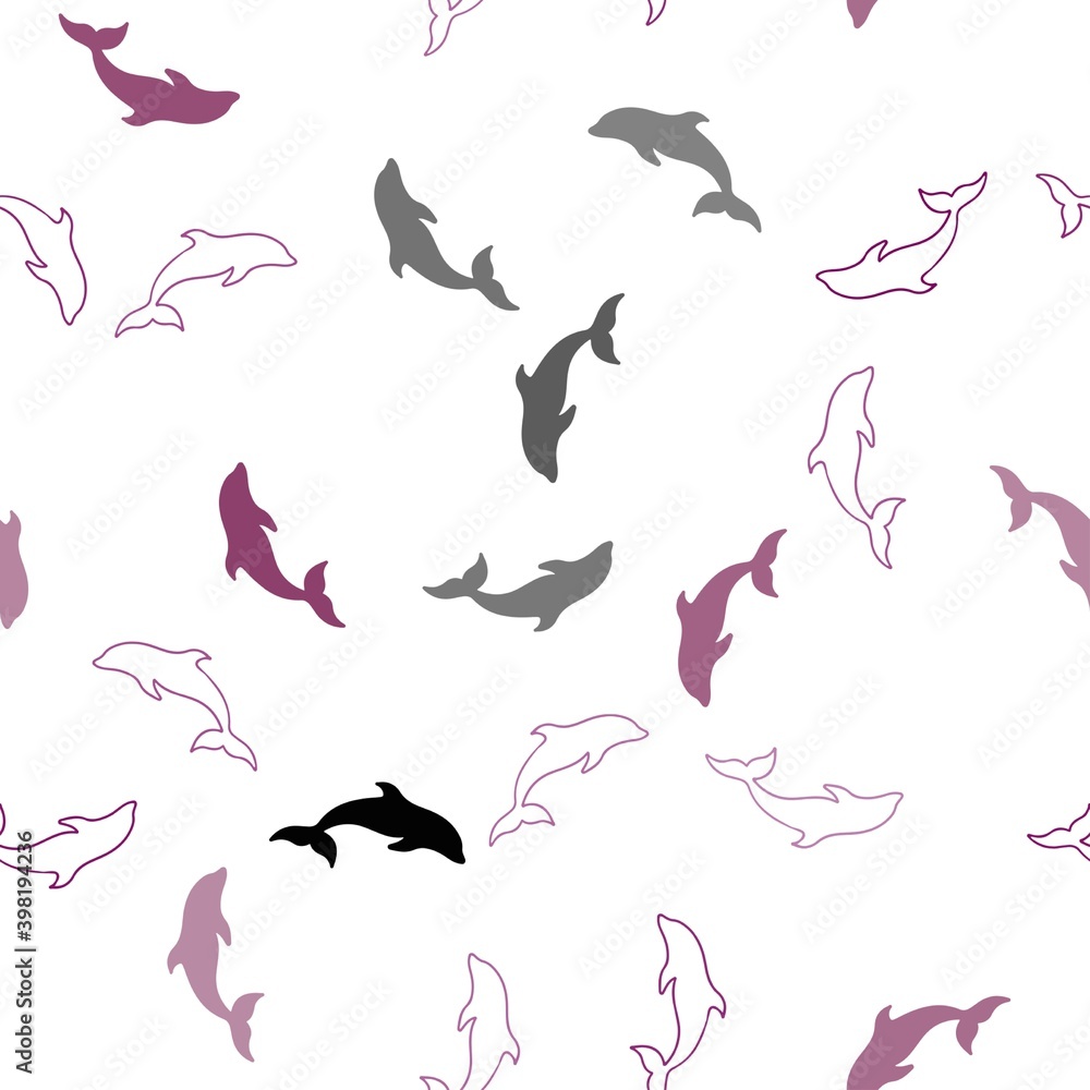 Dark Blue, Red vector seamless template with dolphins. Dark Blue, Red vector seamless template with dolphins.