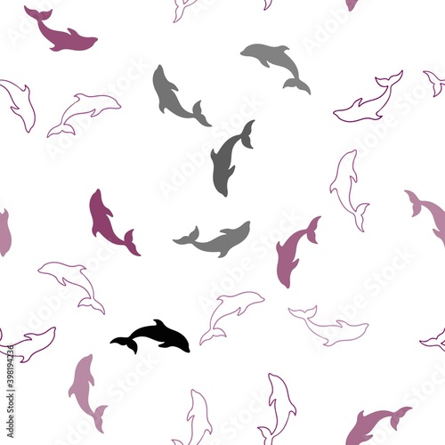 Dark Blue, Red vector seamless template with dolphins. © smaria2015