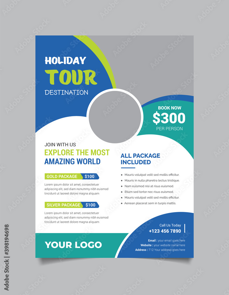 Obraz premium Summer vacation Travel flyer template design