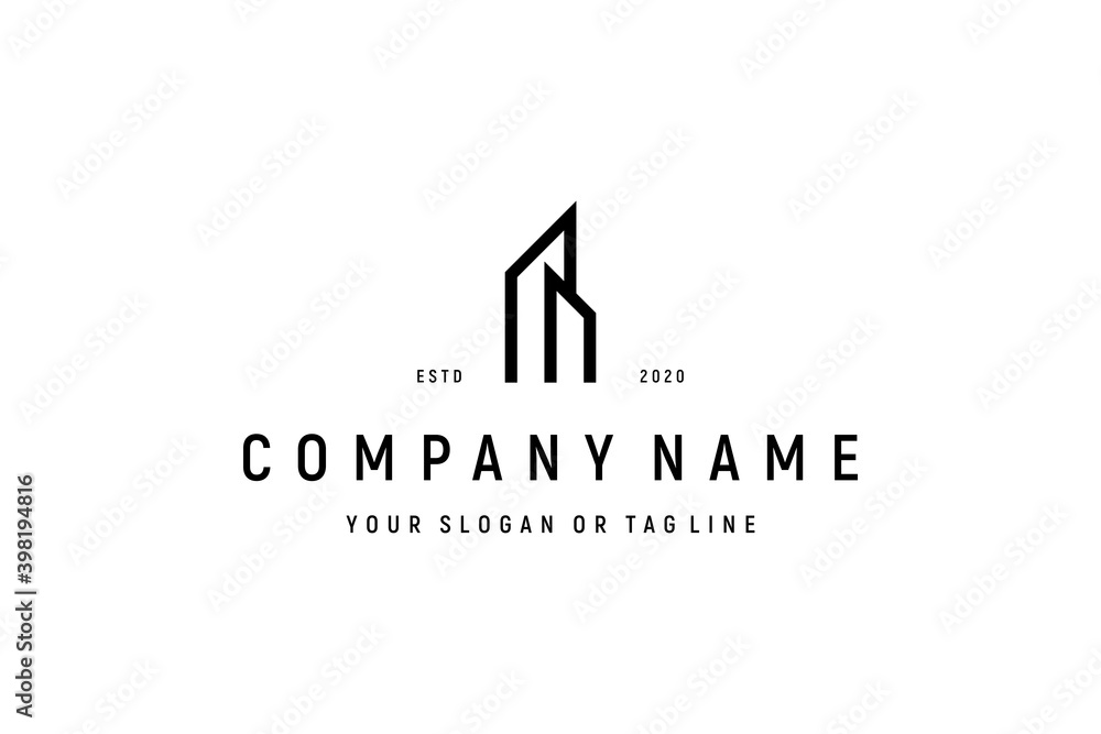 building line art logo design concept vector building line art logo design concept vector